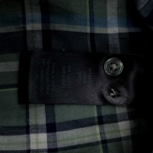 John Varvatos Green Plaid Lightweight Long Sleeve Button Down Shirt Mens Medium - Picture 7 of 8